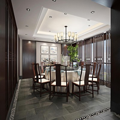 中式家居餐厅3D模型下载